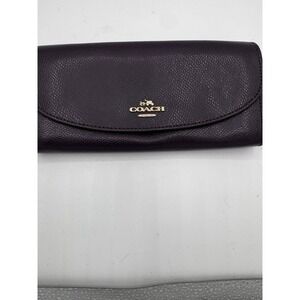 Coach Purple Wallet Envelope Card Bill Crossgrain Large Leather EUC A18